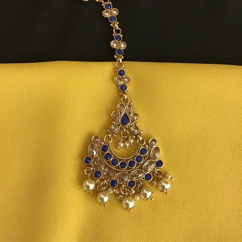 Blue Maang Tikka - Dazzles Jewellery