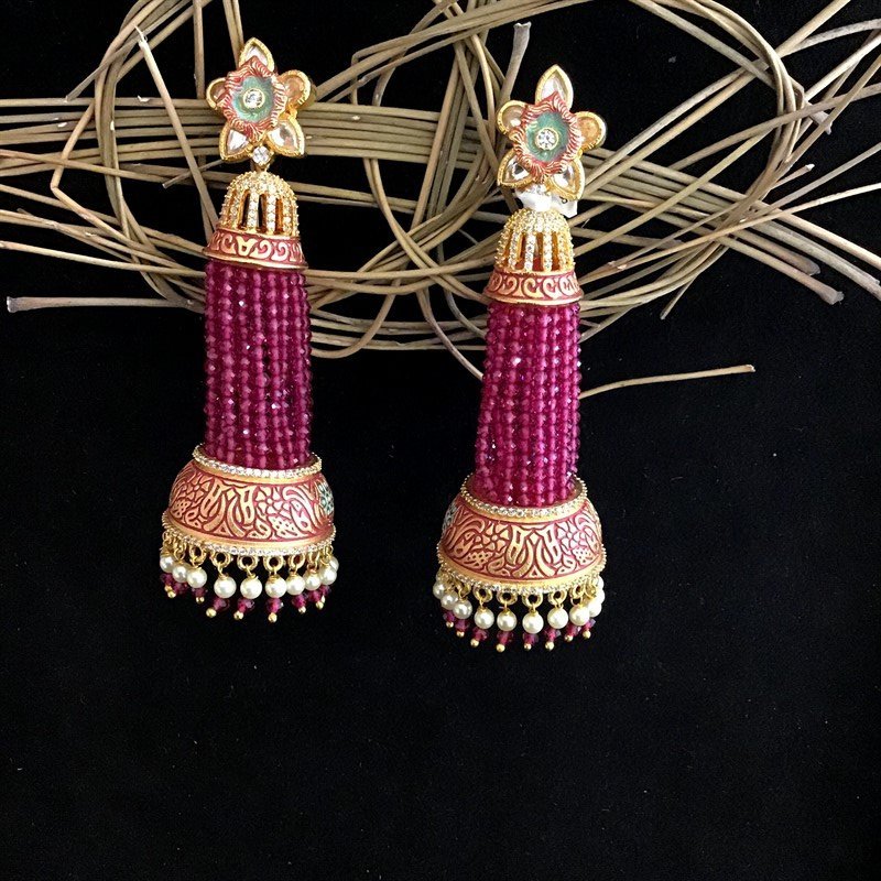 Ruby Zircon/AD Earring - Dazzles Jewellery