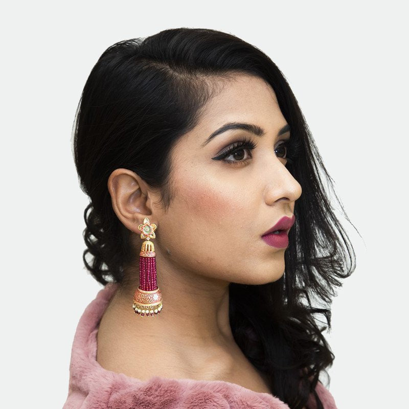 Ruby Zircon/AD Earring - Dazzles Jewellery