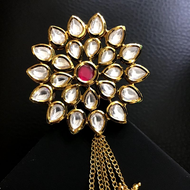 Closeup Of Beautiful Kundan Juda Pin With Double Jhumki