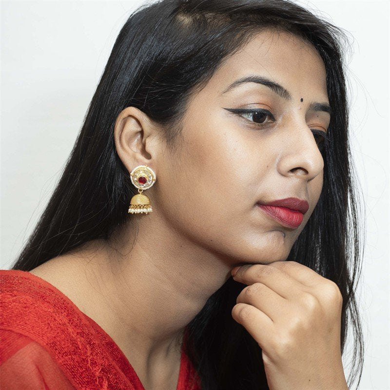 Red Kundan Earring - Dazzles Jewellery