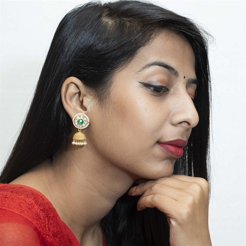 Green Kundan Earring - Dazzles Jewellery