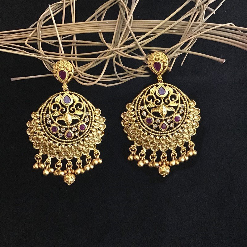 Ruby Gold Look Earring - Dazzles Jewellery