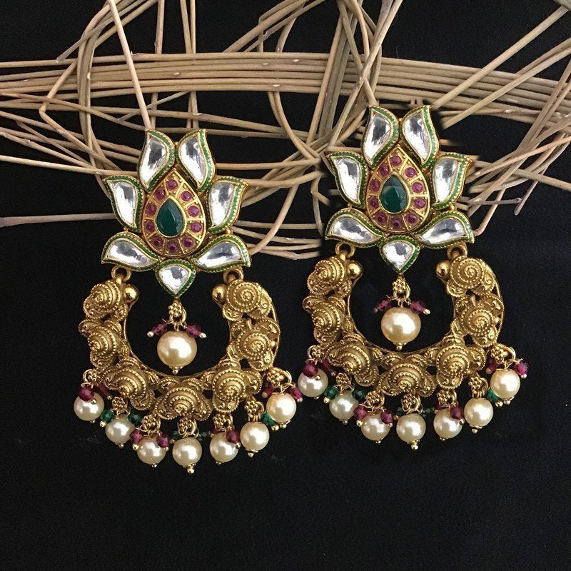 Ruby Green Gold Look Earring - Dazzles Jewellery