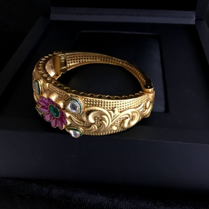 Gold Look Ruby Green Bracelet - Dazzles Jewellery