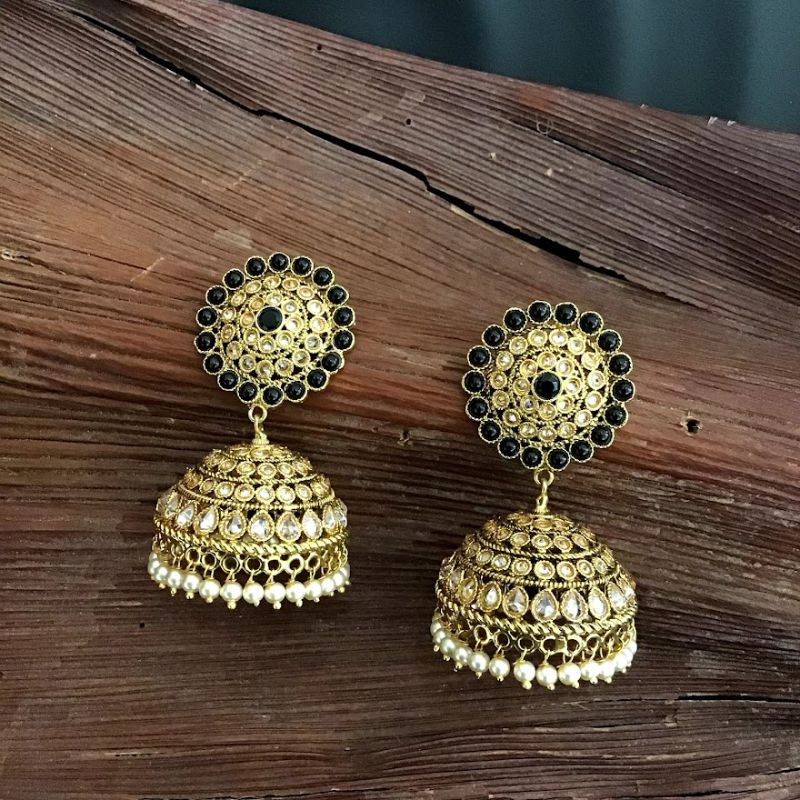 Black Gold Look Earring 5053-9118 - Dazzles Jewellery