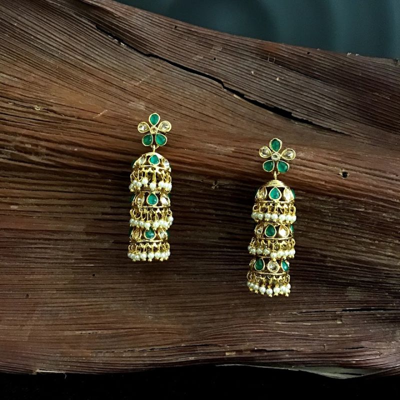 Green Gold Look Earrings 5079-9144 - Dazzles Jewellery