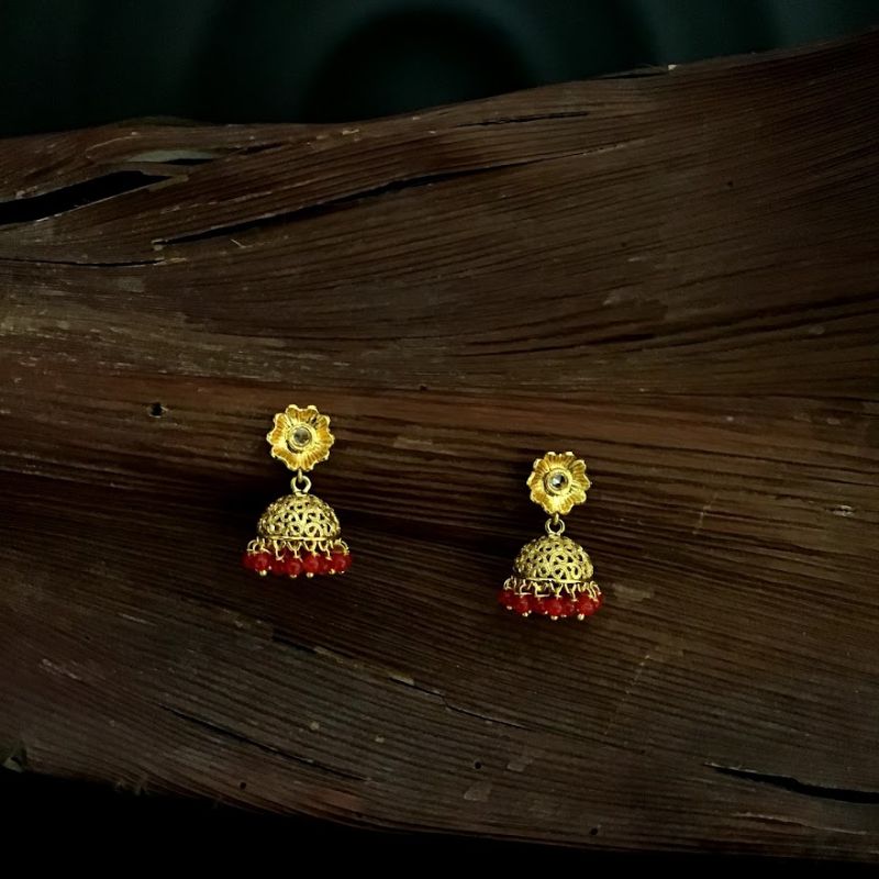 Red Gold Look Earring 5086-9151 - Dazzles Jewellery