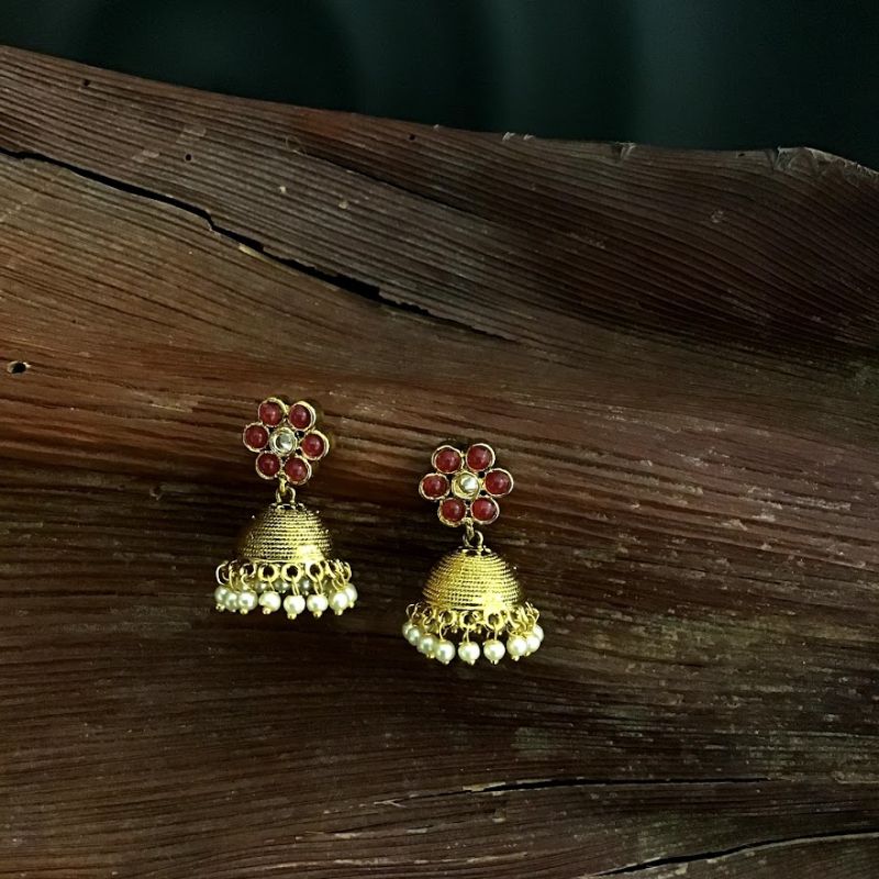 Ruby Gold Look Earring 5096-9161 - Dazzles Jewellery