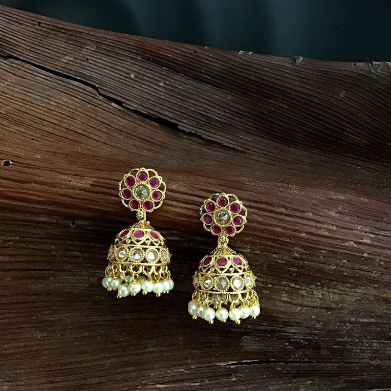 Ruby Gold Look Earring 5102-9167 - Dazzles Jewellery