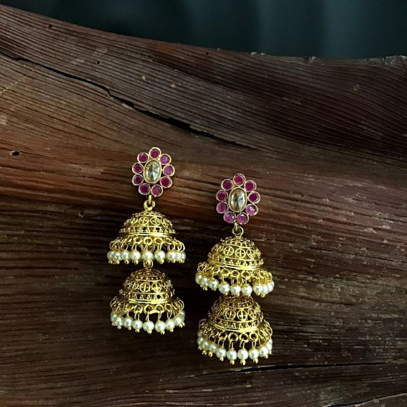 Ruby Gold Look Earring 5125-9190 - Dazzles Jewellery