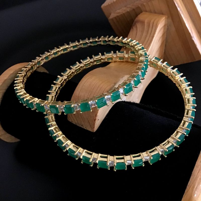 Green Bangles/Kada 5478-9543 - Dazzles Jewellery