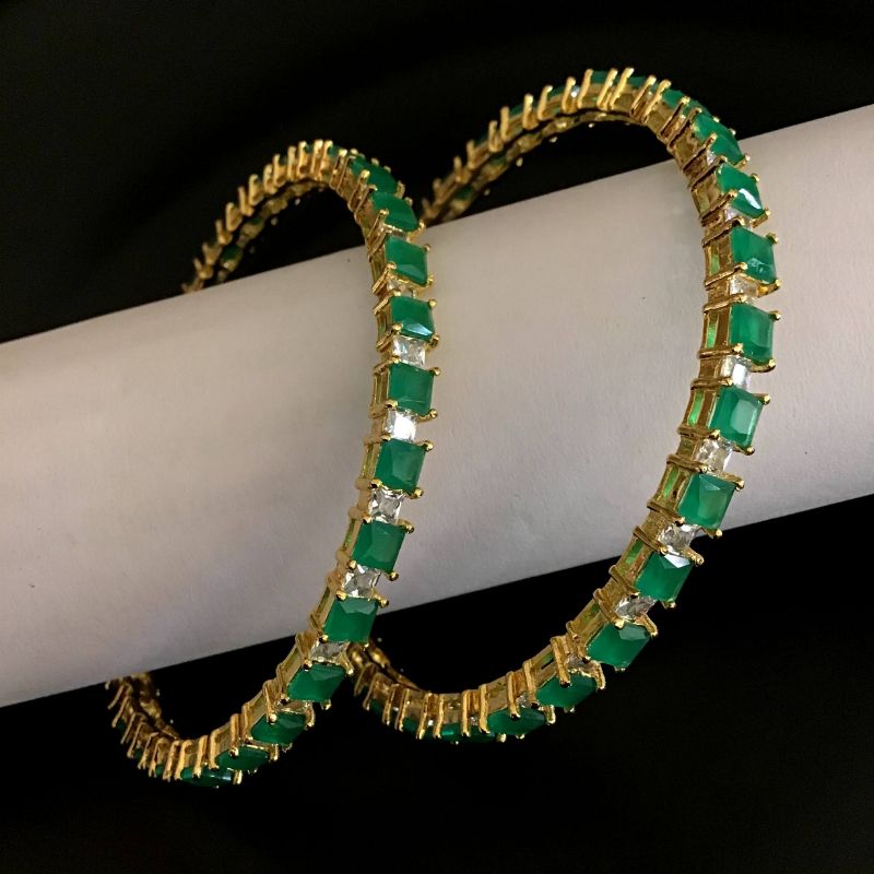 Green Bangles/Kada 5478-9543 - Dazzles Jewellery