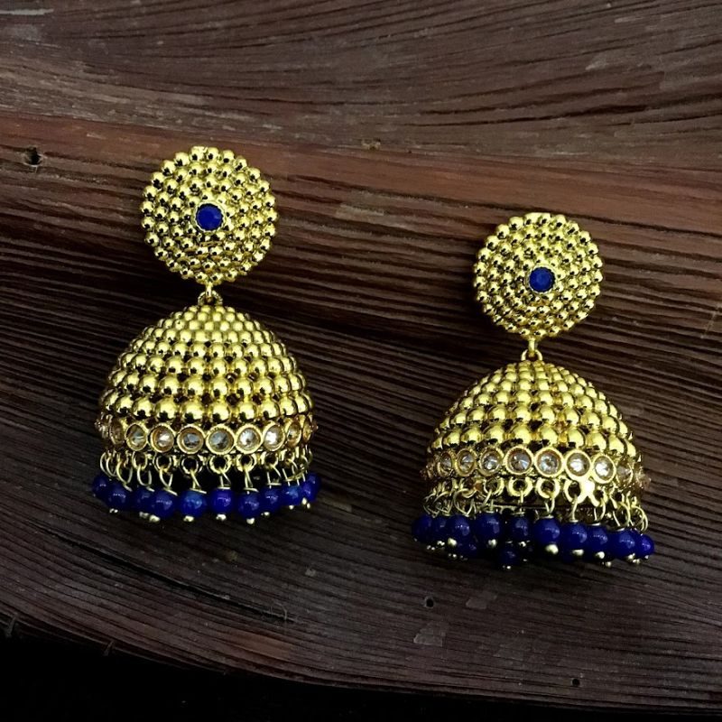 Blue Gold Look Jhumki 5859-9924 - Dazzles Jewellery