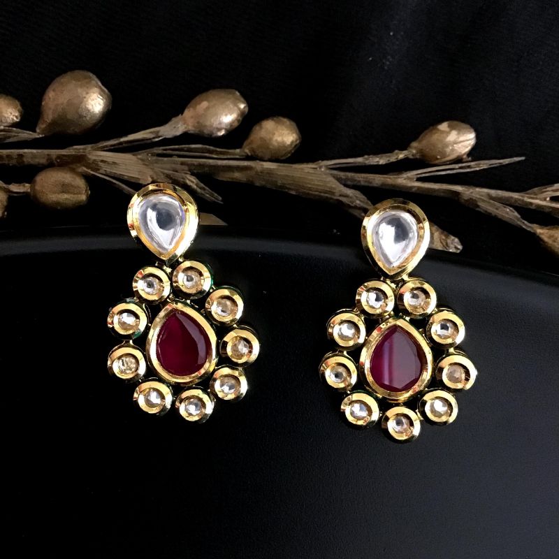 Ruby Kundan Earring - Dazzles Jewellery