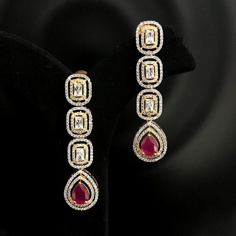 Ruby Zircon/AD Earring 6534-1225 - Dazzles Jewellery