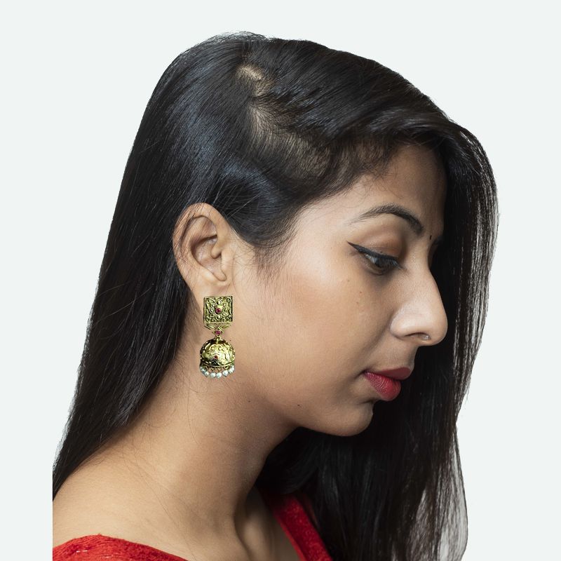 Ruby Gold Look Earring - Dazzles Jewellery