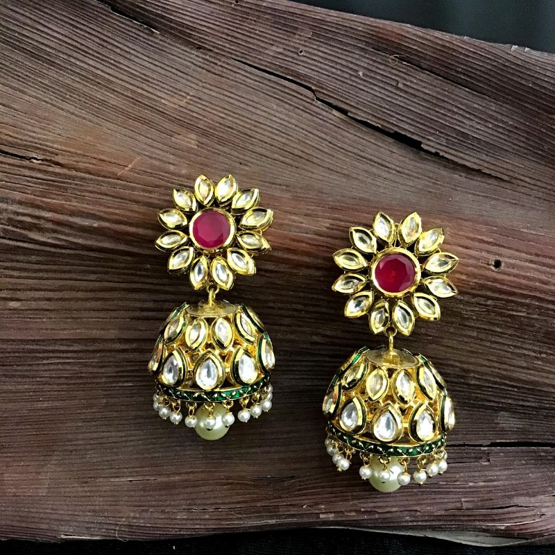 Ruby Kundan Earring 7511-1023 - Dazzles Jewellery