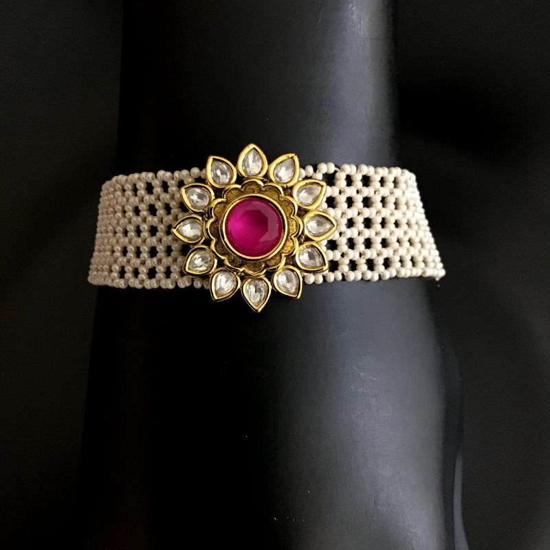 Kundan Ruby Bracelet 7558-1087 - Dazzles Jewellery