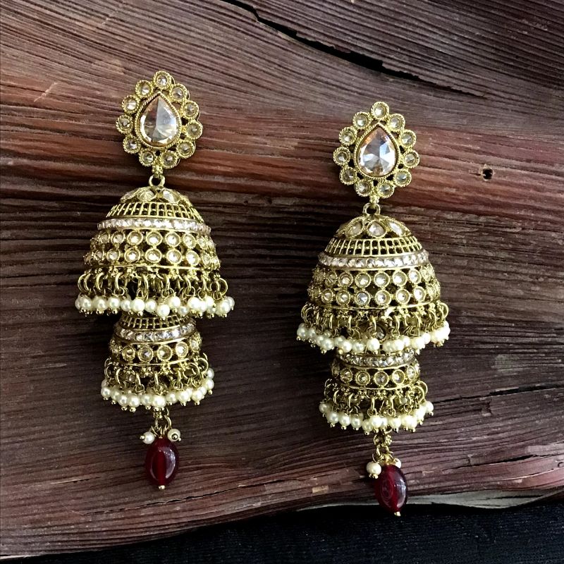 Ruby Antique Earrings 7658-1261 - Dazzles Jewellery