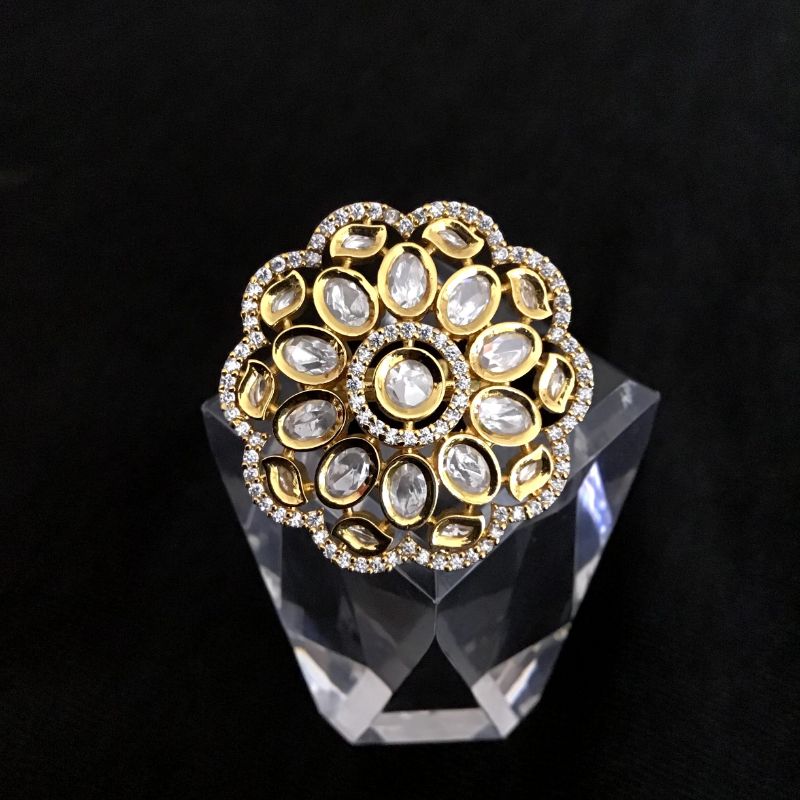 Gold Pearl Kundan Finger Ring /polki Ring / Indian Gold Finger Ring/  Adjustable Ring / Wedding Ring / Indian Gold Ring /indian Jewelry/ - Etsy  Finland