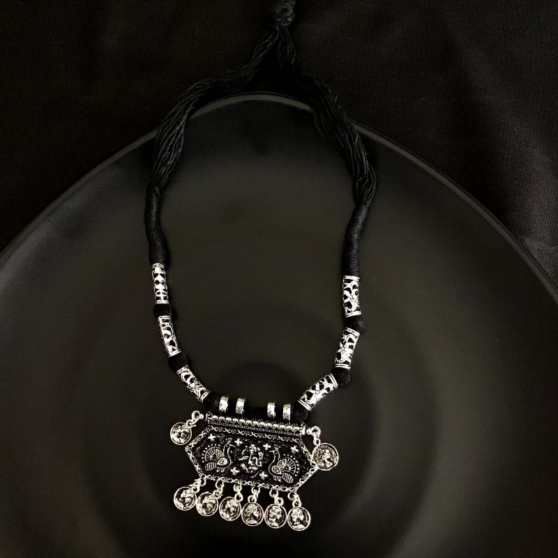 Black Oxidized Pendant Set 8667-2675 - Dazzles Jewellery