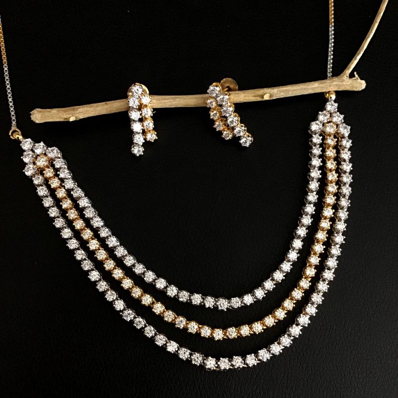 Gold Zircon/AD Necklace Set 8996-3199 - Dazzles Jewellery