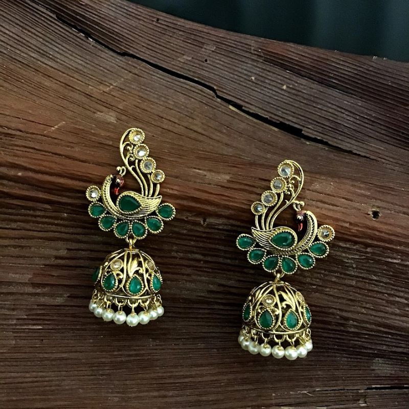 Green Gold Look Earring - Dazzles Jewellery