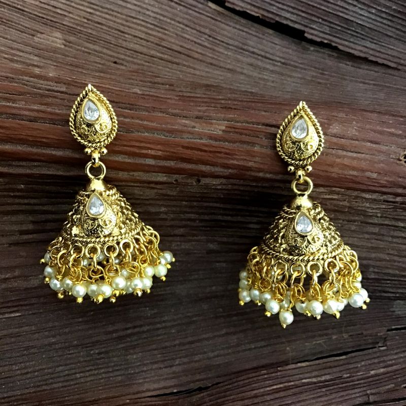 Traditional Gold Look Earring 13609-0680 - Dazzles Jewellery