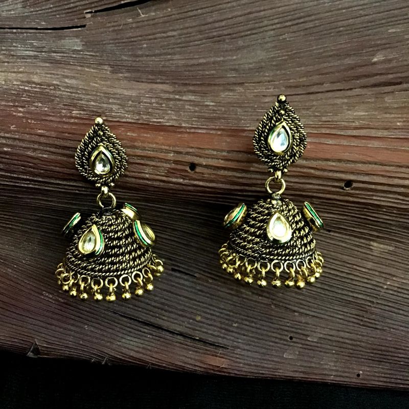 Black Gold Look Earring 13913-1002 - Dazzles Jewellery