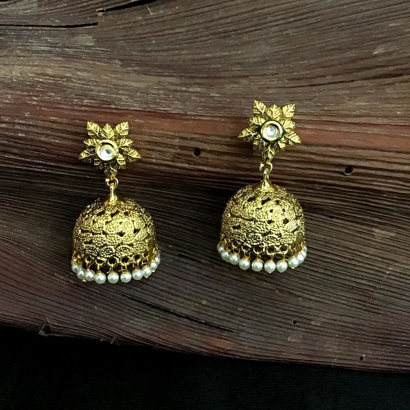 Traditional Gold Look Earring 13607-0678 - Dazzles Jewellery