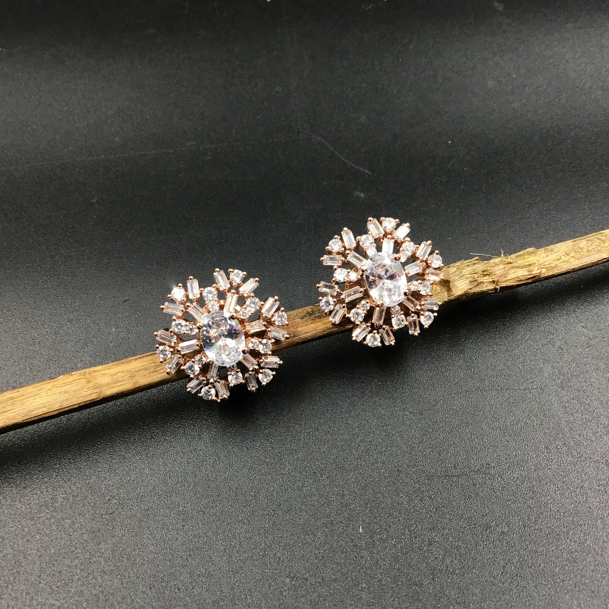 Rose Gold Zircon/AD Earring - Dazzles Jewellery