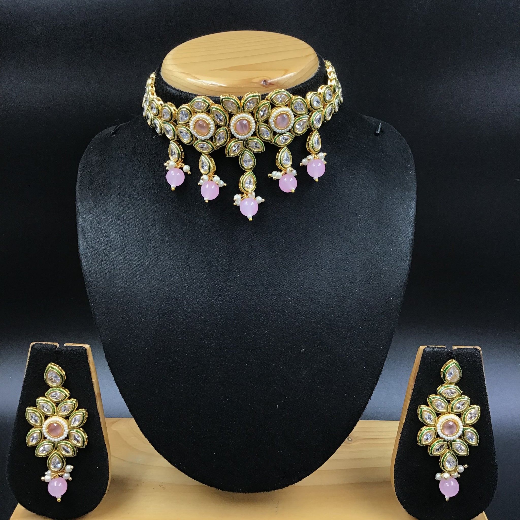 Choker Polki Necklace Set 4869-21 - Dazzles Jewellery