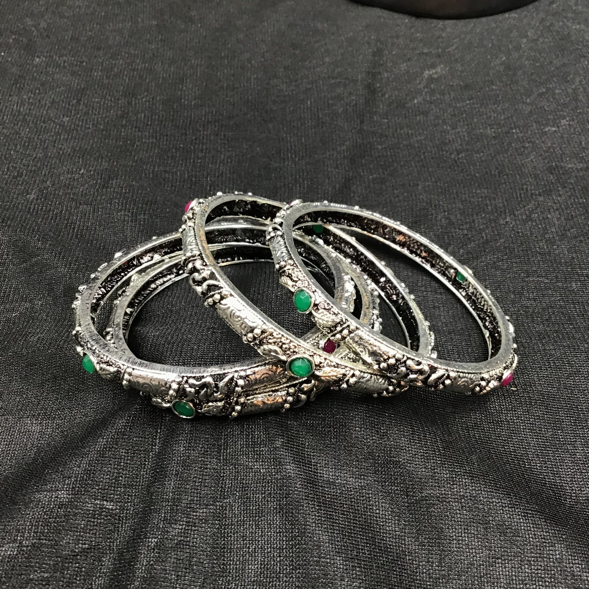 Ruby Green Bangles/Kada - Dazzles Jewellery