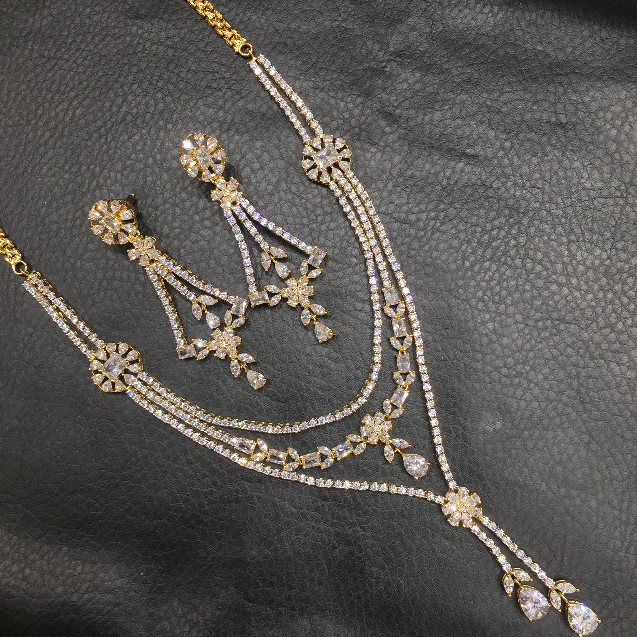 White Zircon/AD Necklace Set - Dazzles Jewellery