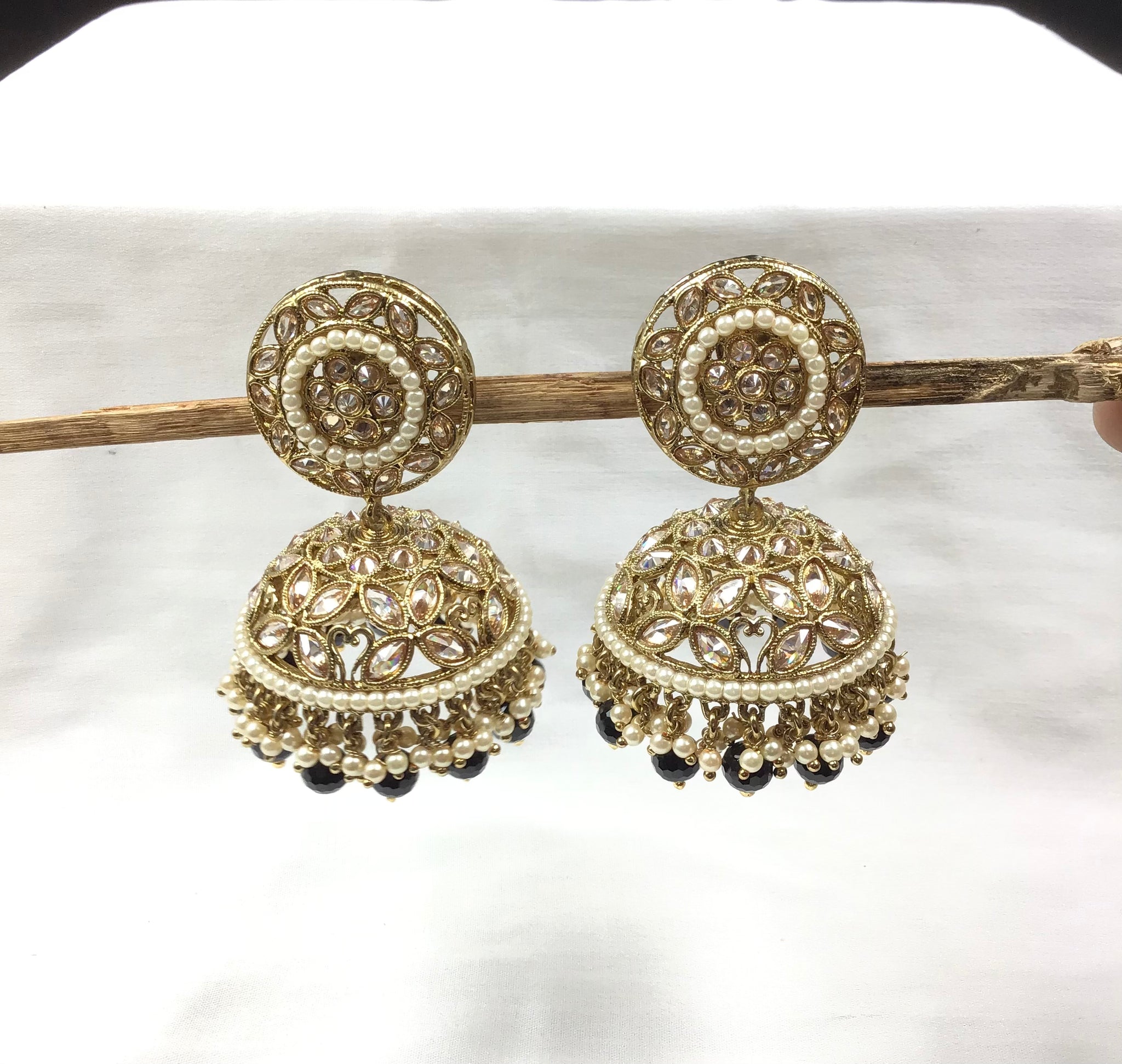 Black Gold Look Earring 1066-5475 - Dazzles Jewellery