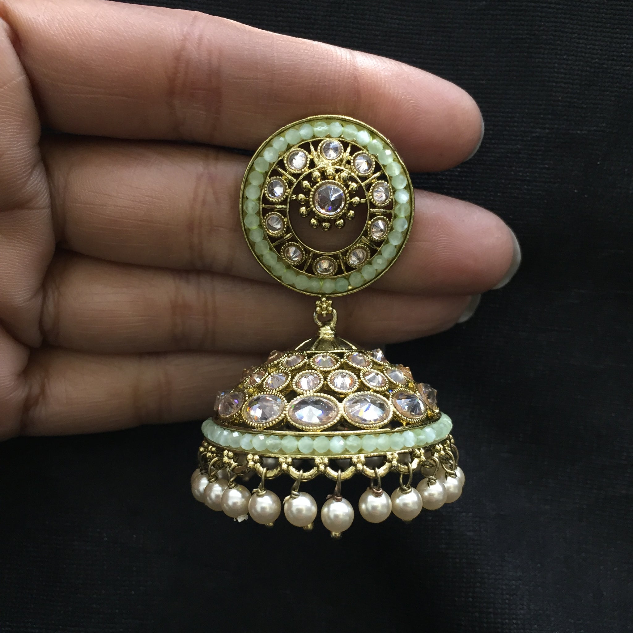 Mint Green Antique Earrings - Dazzles Jewellery