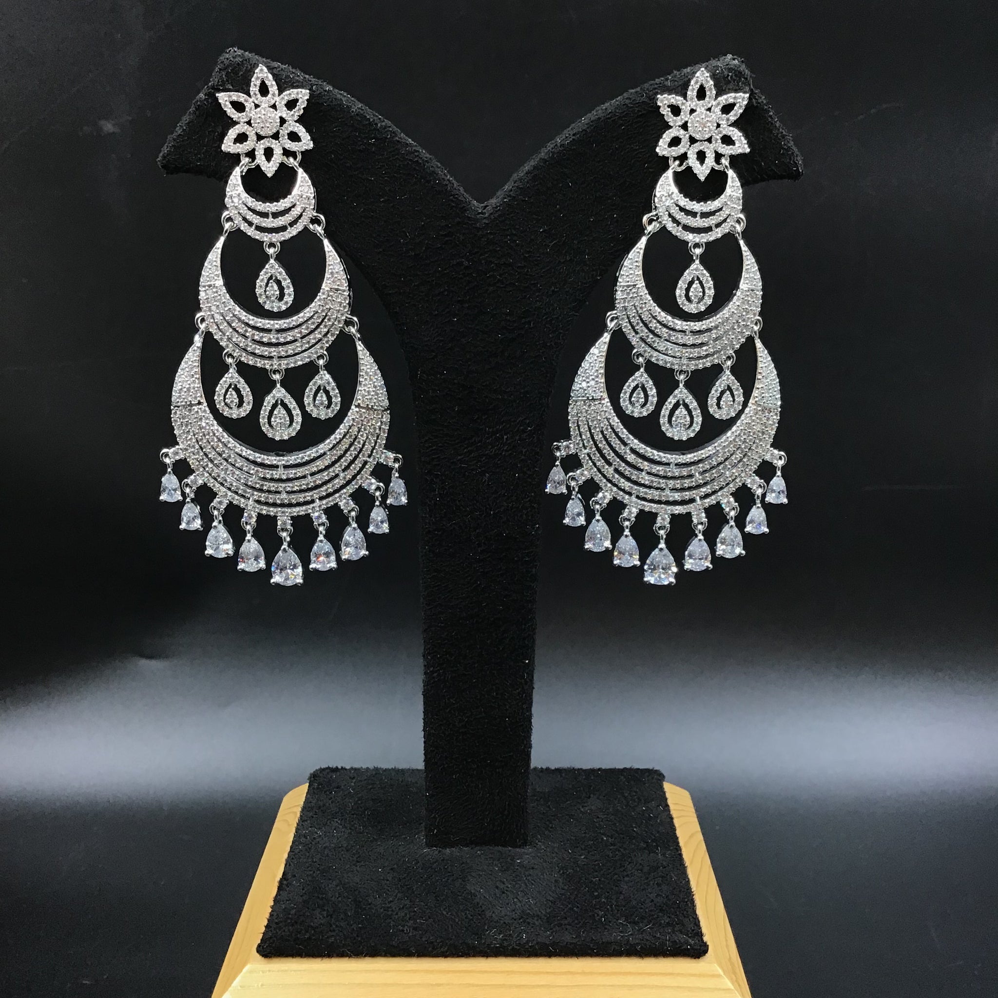 Silver Polish Zircon/AD Earring 6804-69 - Dazzles Jewellery