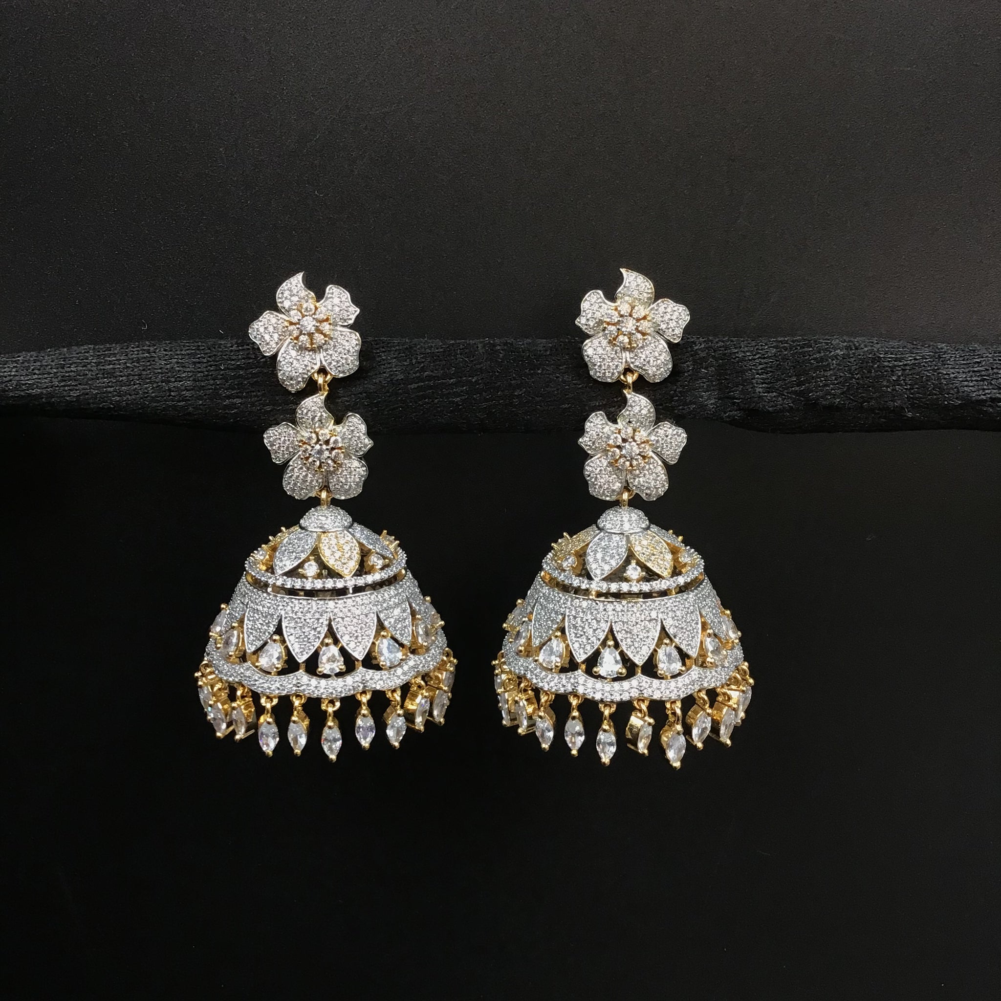 Jhumki Zircon/AD Earring 3360-08 - Dazzles Jewellery