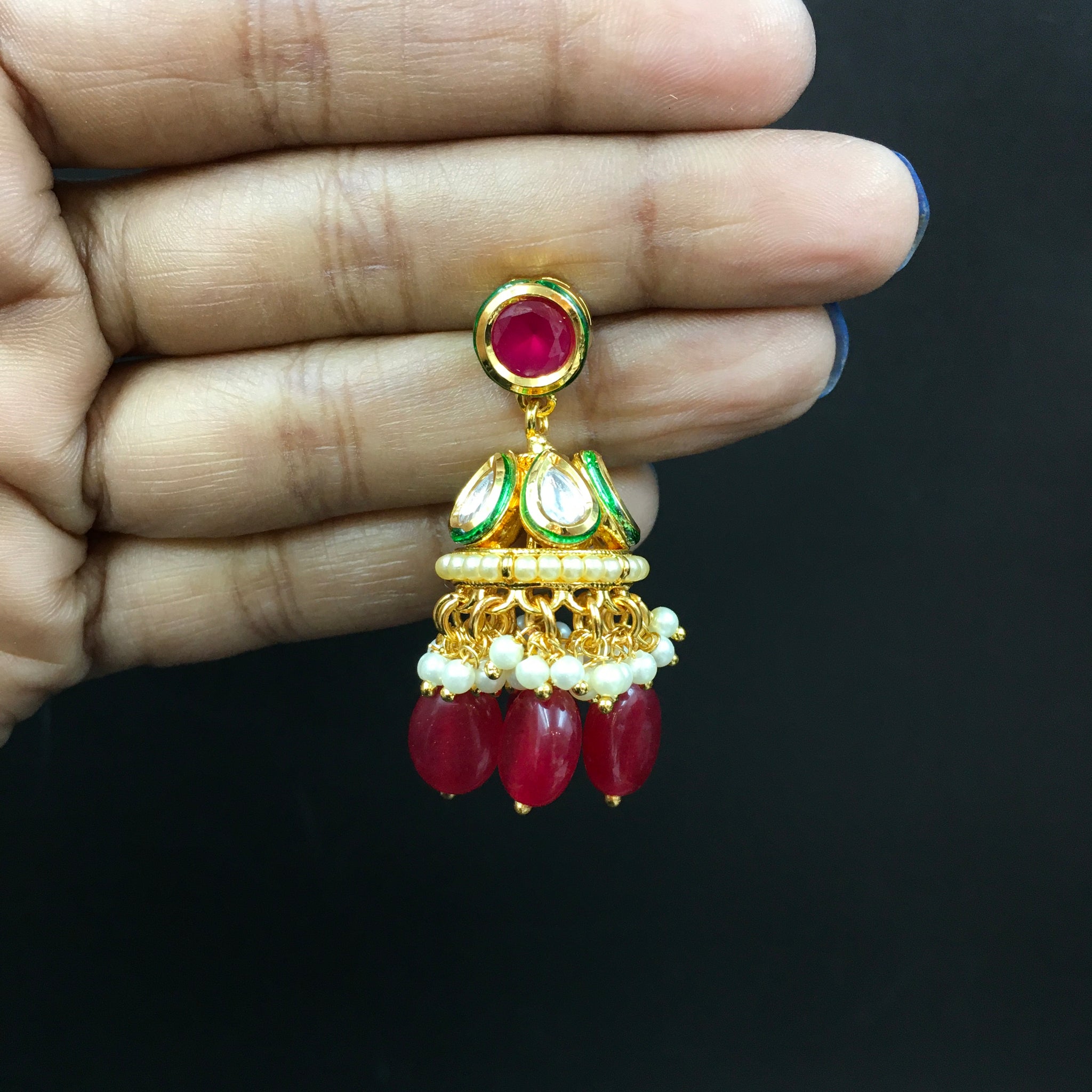 Jhumki Kundan Earring 3978-28 - Dazzles Jewellery