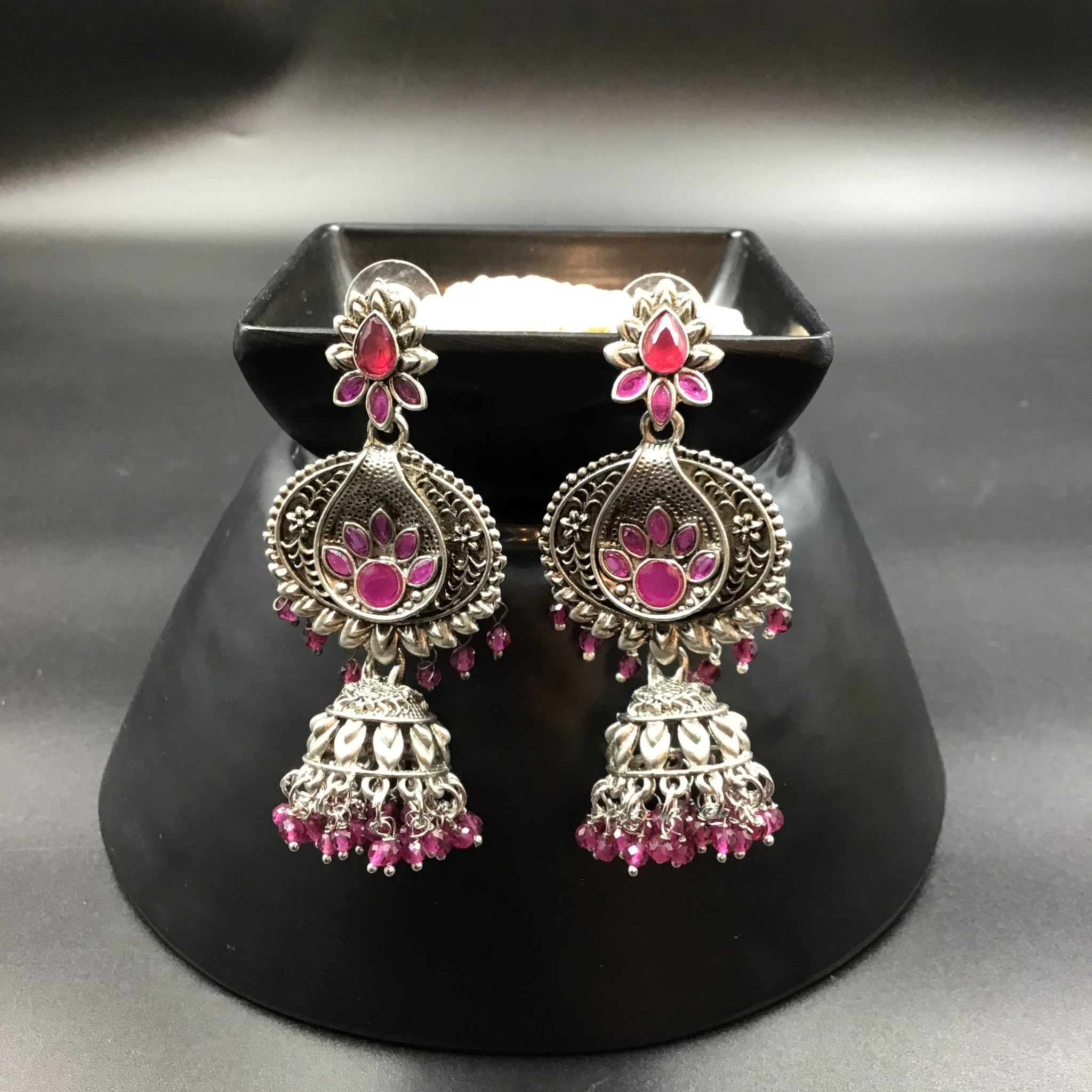 Ruby Oxidized Earring - Dazzles Jewellery