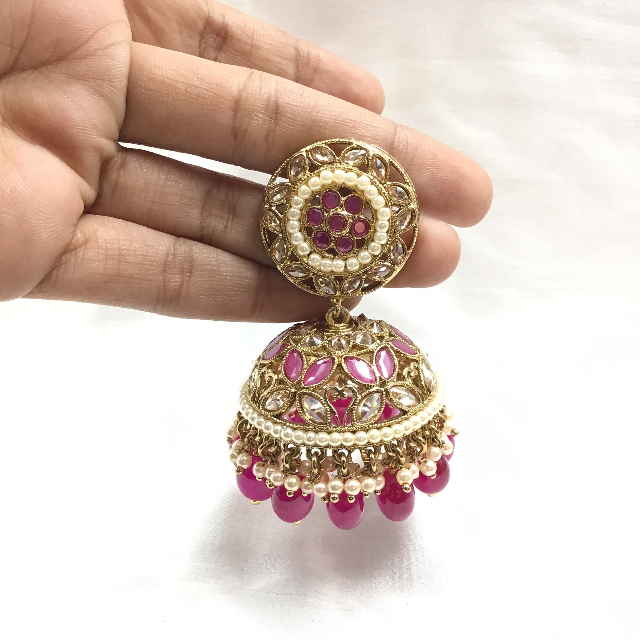 Ruby Gold Look Earring 1066-5470 - Dazzles Jewellery