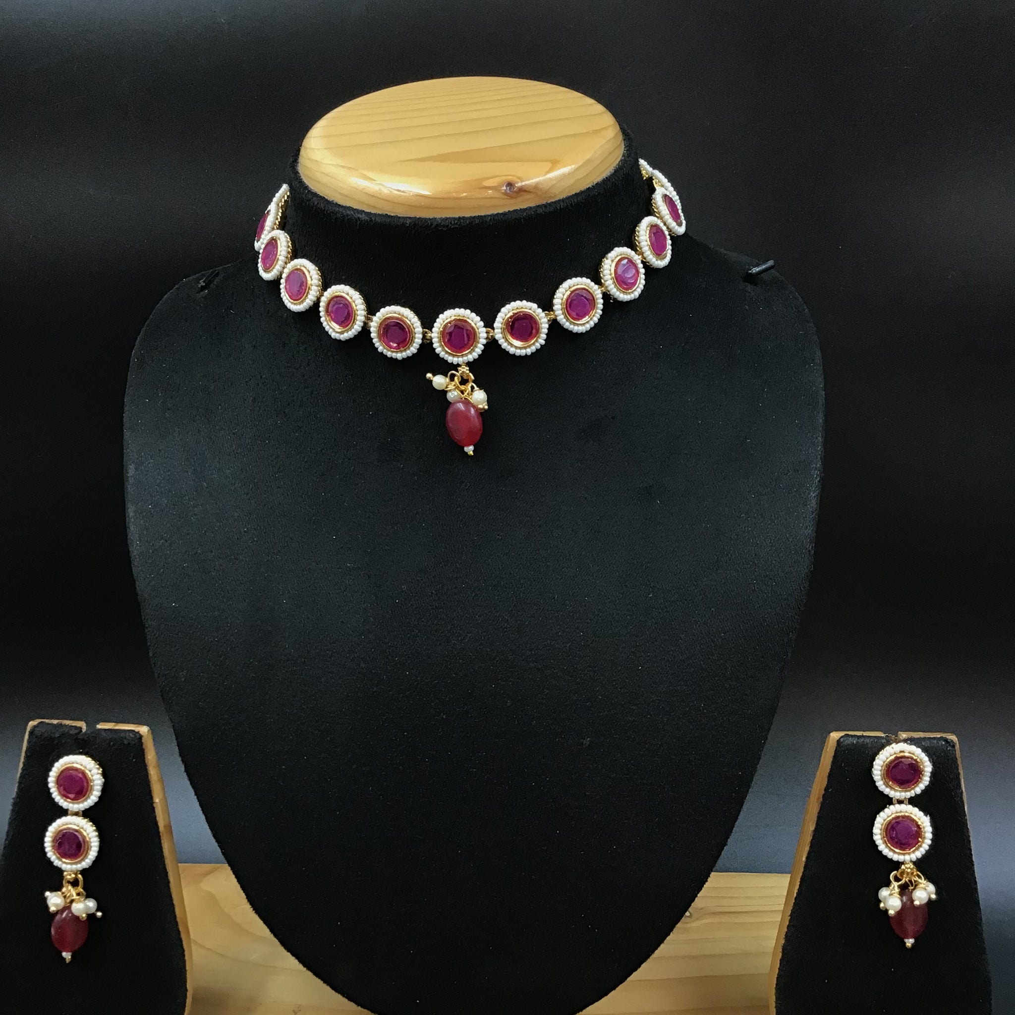 Choker Polki Necklace Set 4878-21 - Dazzles Jewellery