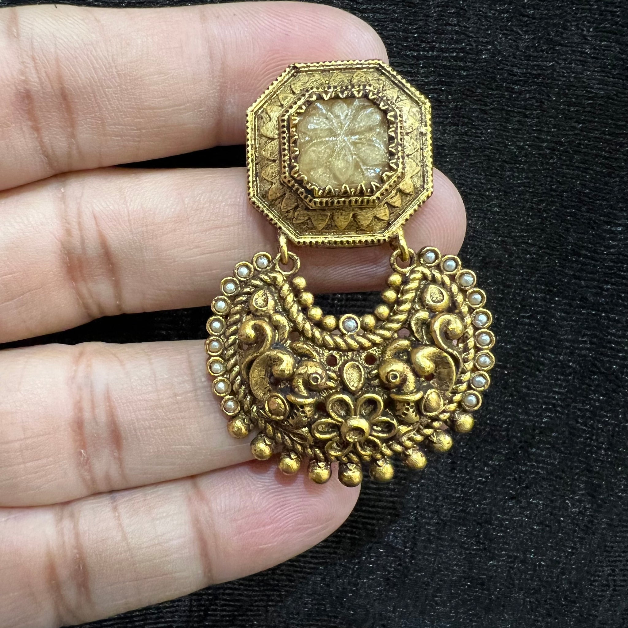 Chandbali Gold Look Earring 4475-82 - Dazzles Jewellery