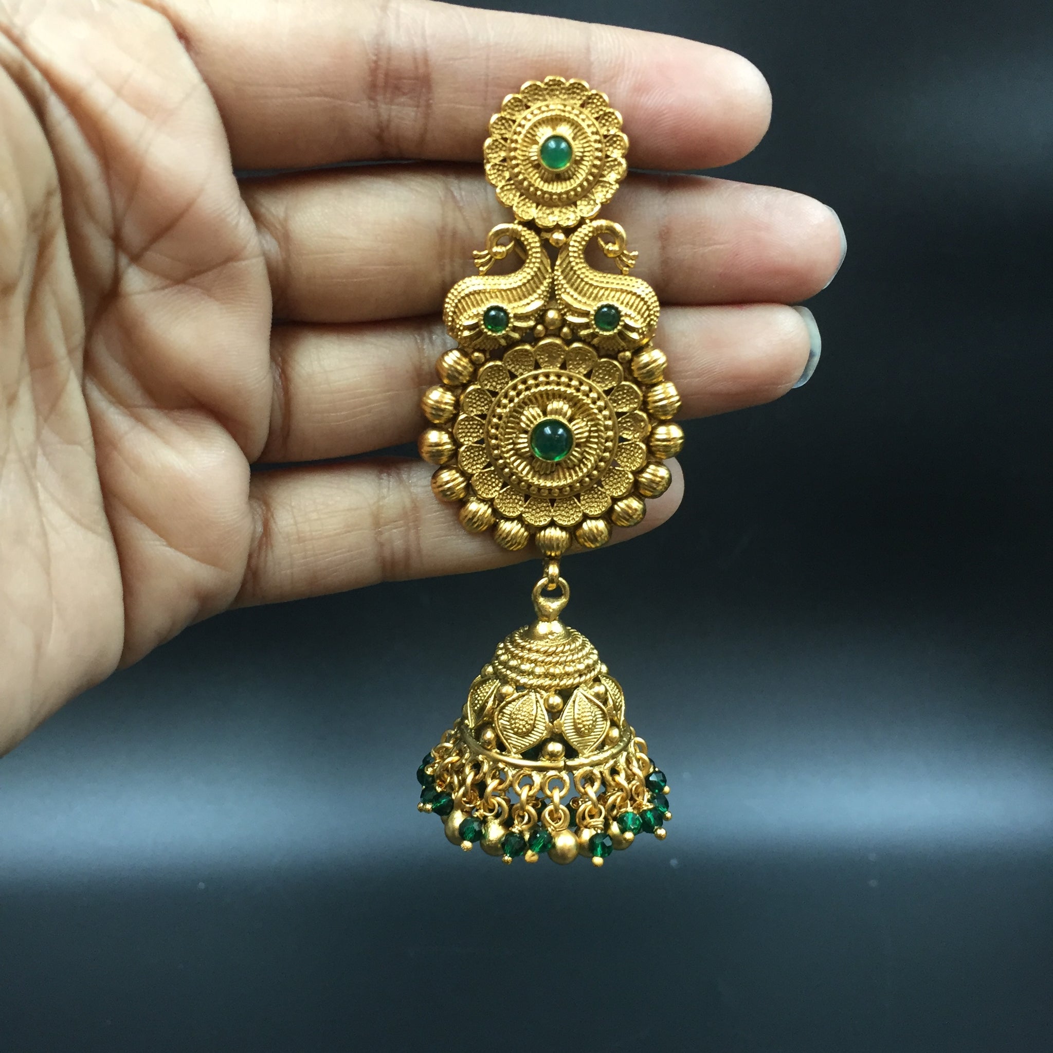 Jhumki Antique Earring 4536-1 - Dazzles Jewellery