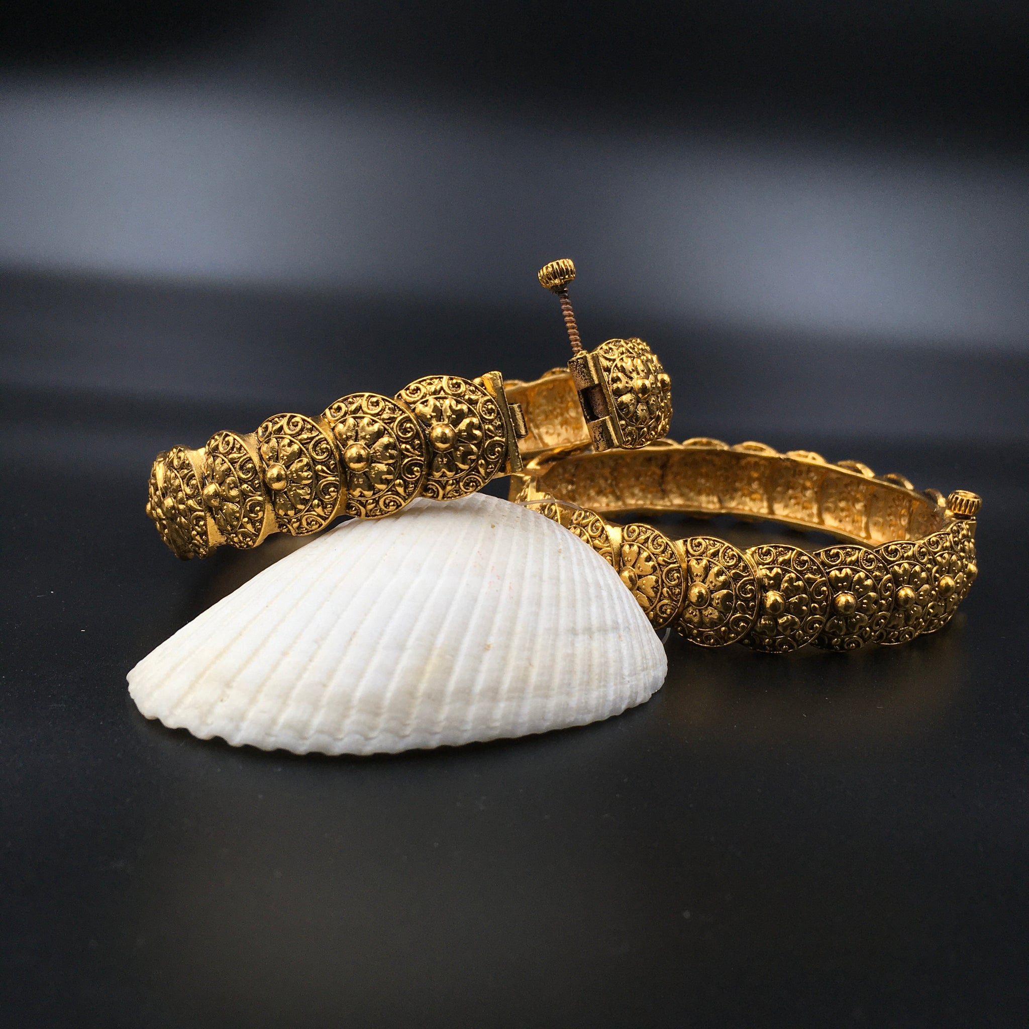 Antique Gold Plated Bangles/Kada 10706 - Dazzles Jewellery