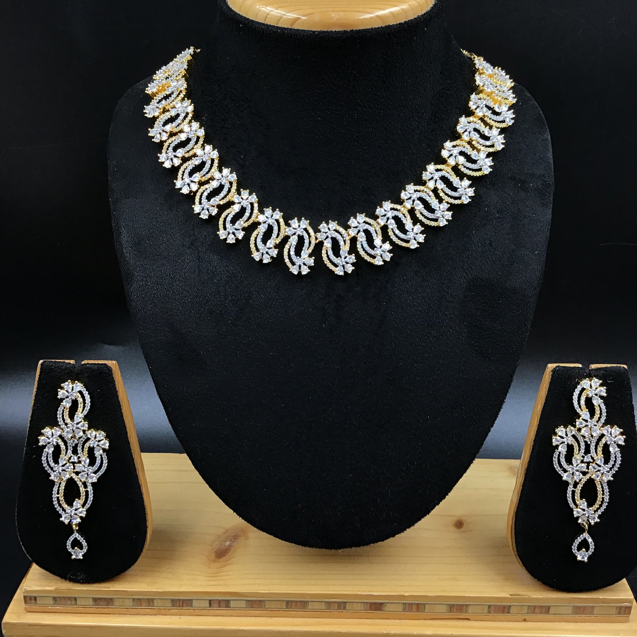 Gold Zircon/AD Necklace Set - Dazzles Jewellery