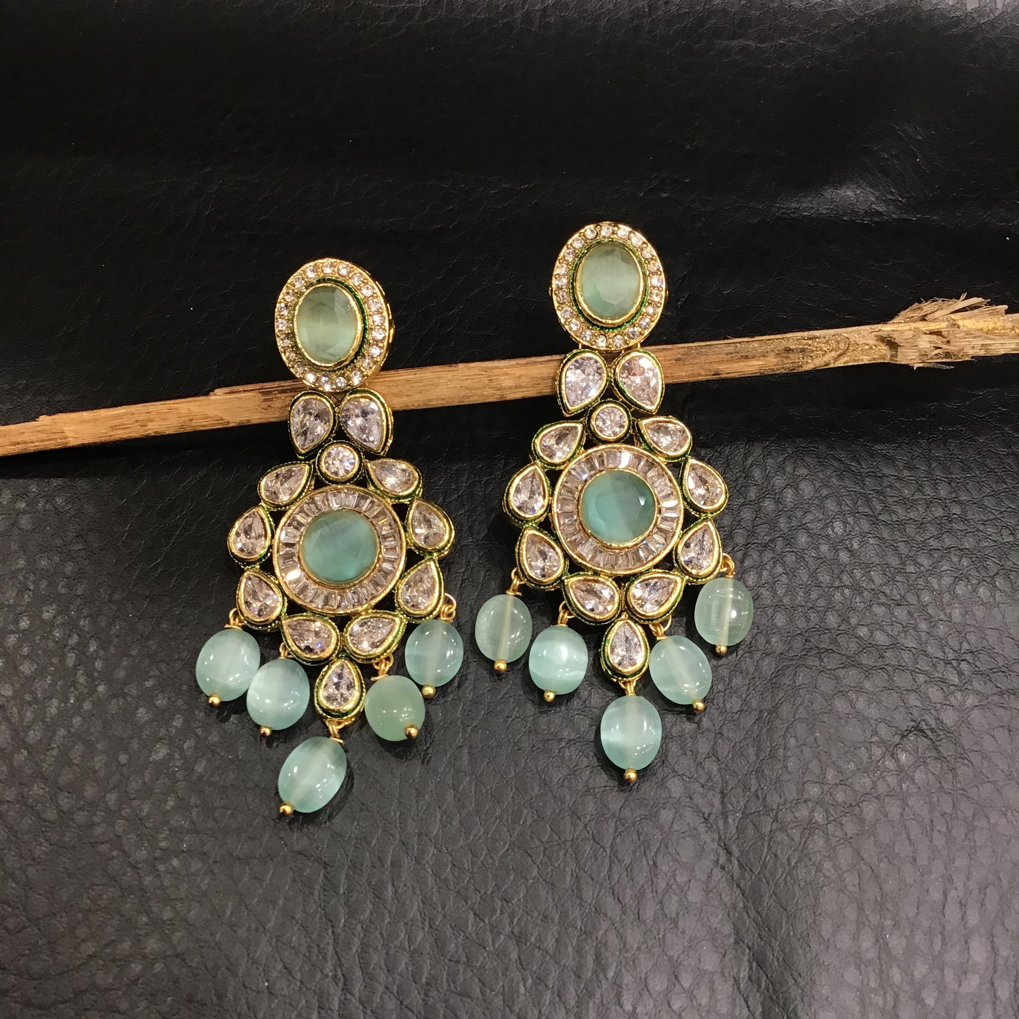 Danglers Polki Earring 4986-21 - Dazzles Jewellery