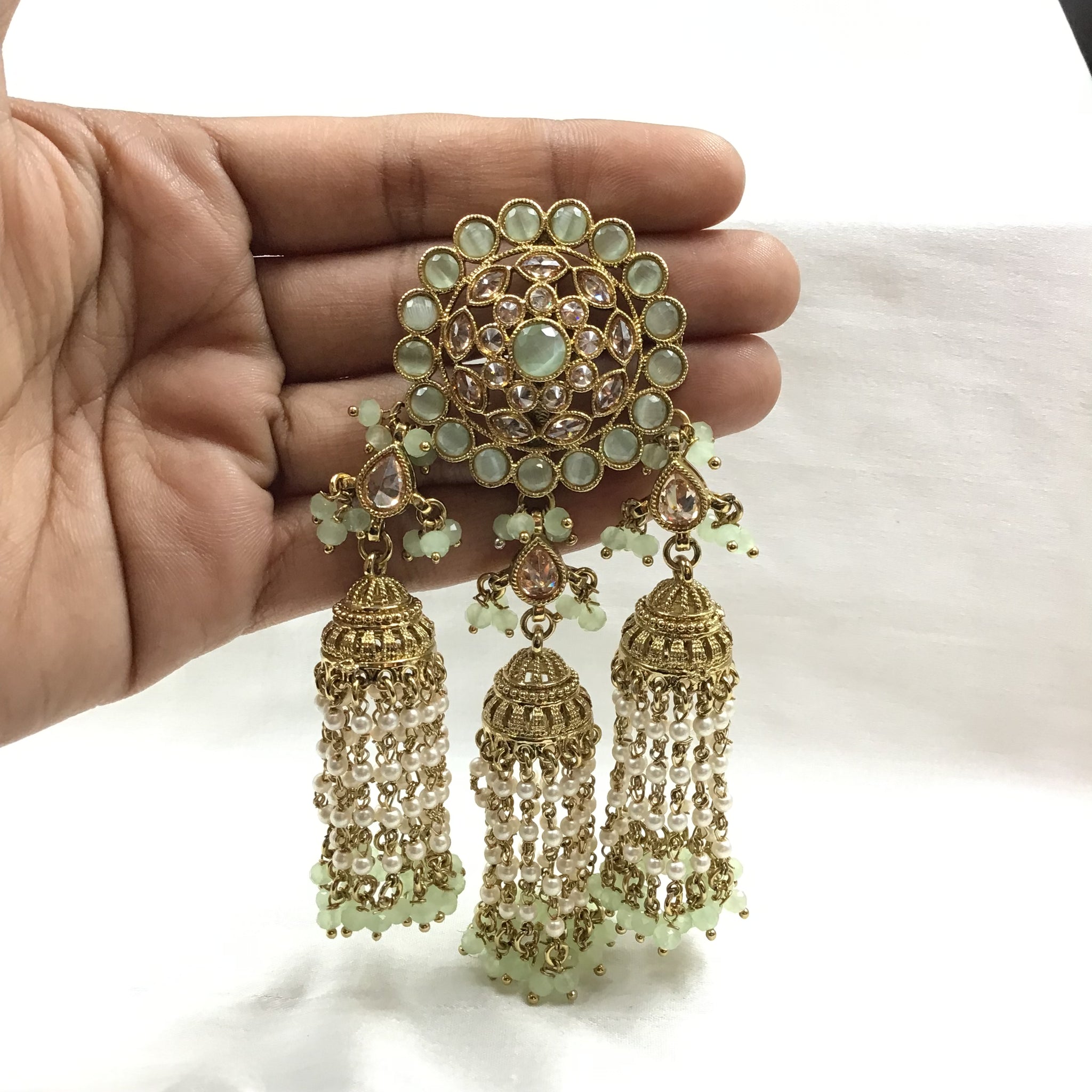 Mint Green Antique Earrings 12184-8491 - Dazzles Jewellery