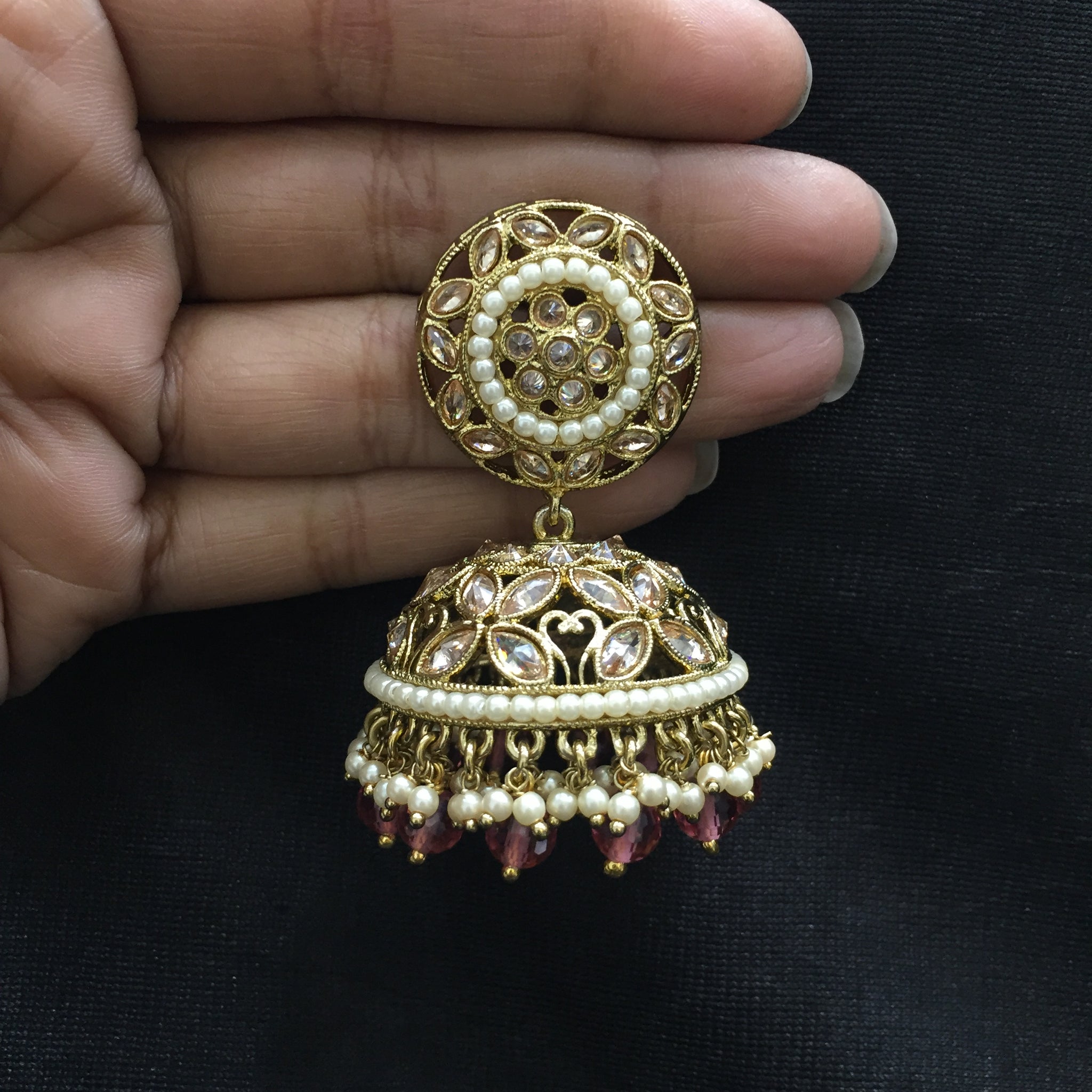 Red Gold Look Earring - Dazzles Jewellery